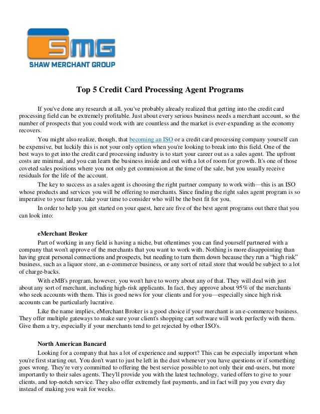 Top 5 Credit Card Processing Agent Programs