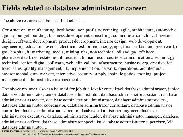 database manager cover letter