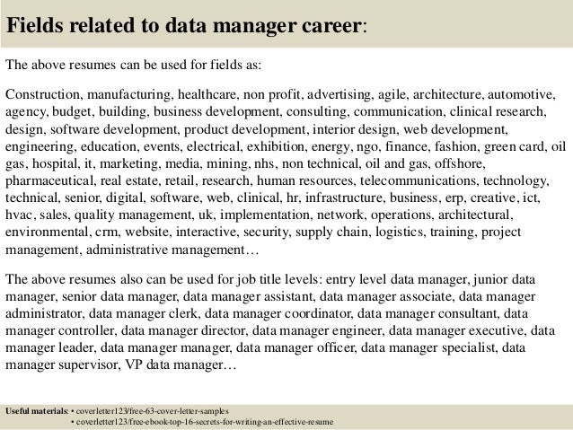 Clinical data managers resume