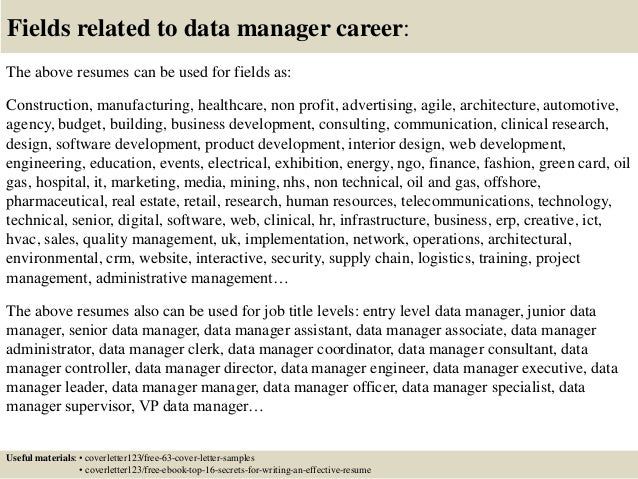 data manager cover letter