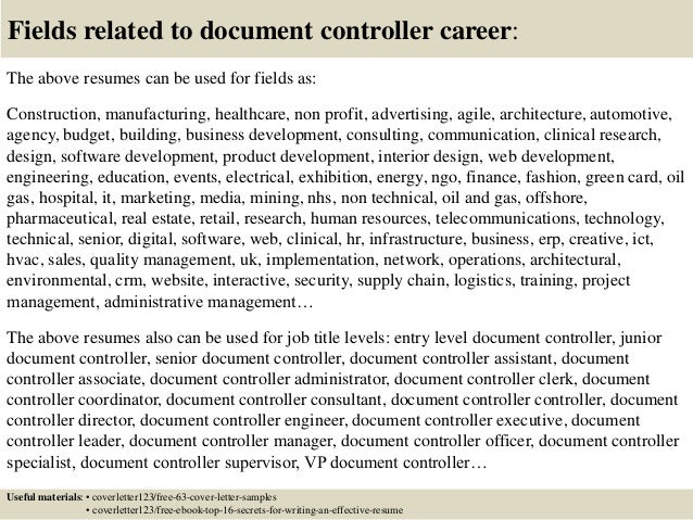 Cover letter document control specialist