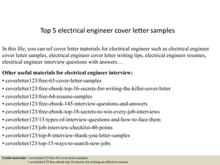 Top 5 Electrical Engineer Cover Letter Samples