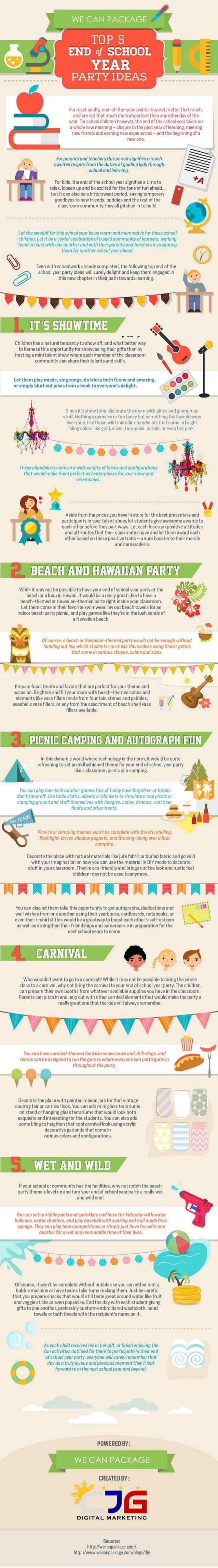 Top 5 End Of School Year Party Ideas Infographic