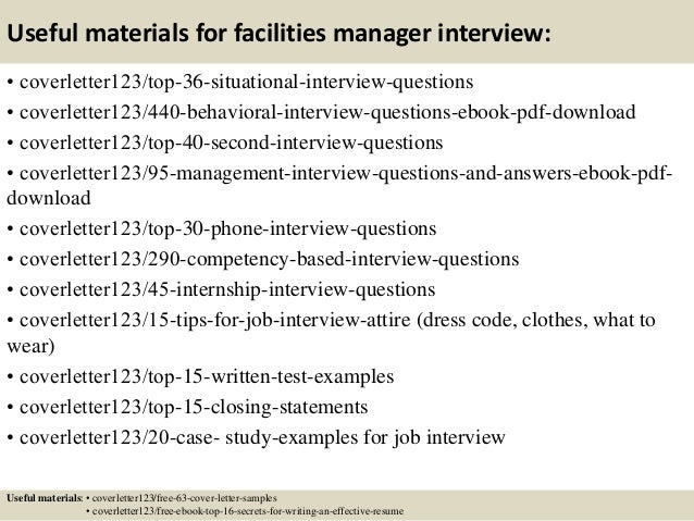 facilities manager cover letters