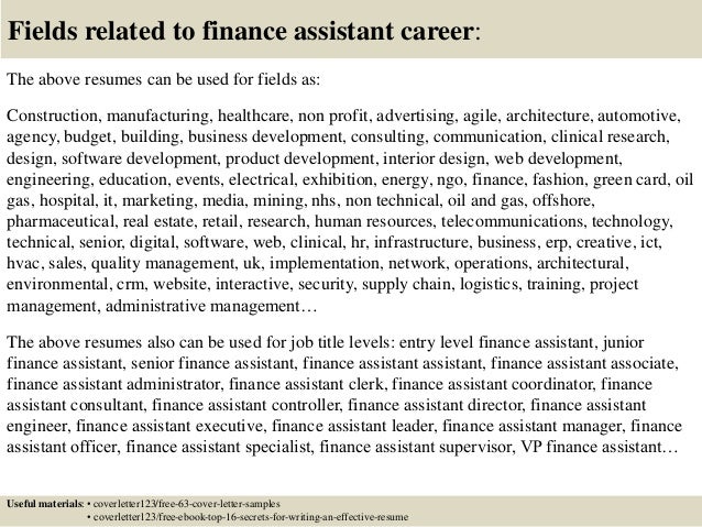 top 5 finance assistant cover letter samples sample cover letter for finance position