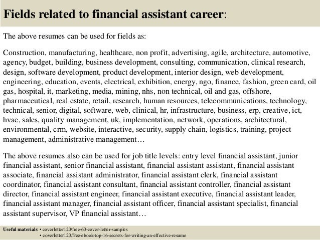 top 5 financial assistant cover letter samples finance assistant cover letter