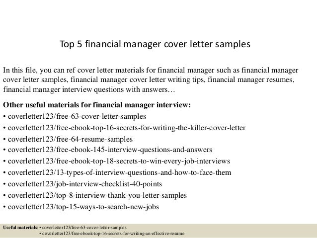Top 5 Financial Manager Cover Letter Samples