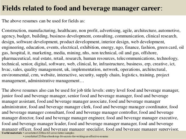 Cover letter for food and beverage job