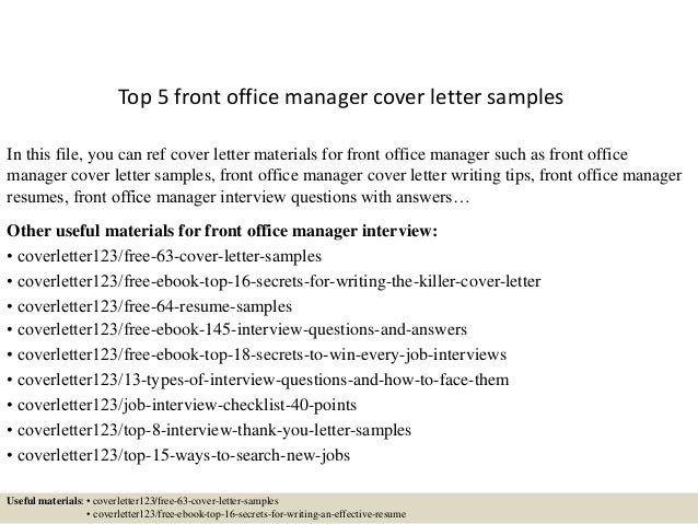 Front Desk Manager Cover Letter Remar