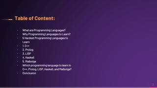 Top 5 Hardest Programming Languages to Learn In 2023.pptx