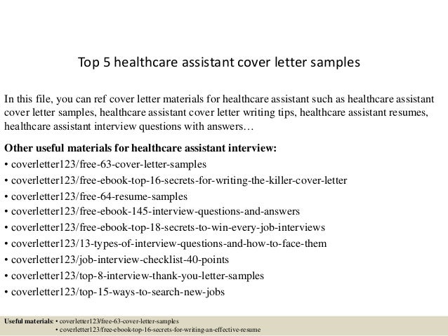 Top 5 healthcare assistant cover letter samples