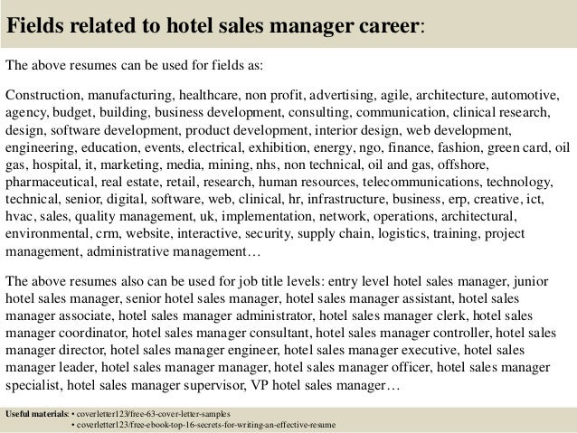 hotel sales cover letters