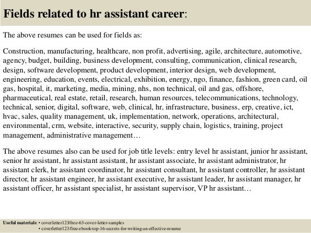 top 5 hr assistant cover letter samples hr assistant cover letter