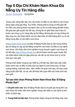 PHÒNG KHÁM NAM KHOA ĐÀ NẴNG BÁC SĨ ĐẶNG THANH BÌNH UY TÍN