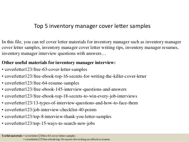 Top 5 Inventory Manager Cover Letter Samples