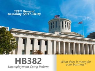 z
132nd General
Assembly (2017-2018)
HB382Unemployment Comp Reform
What does it mean for
your business?
 