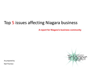 Top 5 issues affecting Niagara business
A report for Niagara’s business community
As prepared by
Neil Thornton
 