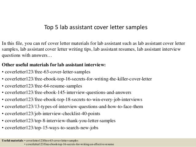 Cover Letter Medical Laboratory Assistant Top Portraits Wonderful