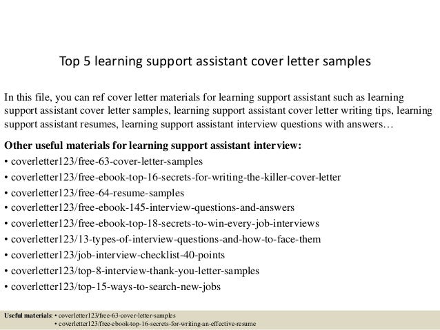 cover letter for learning support assistant