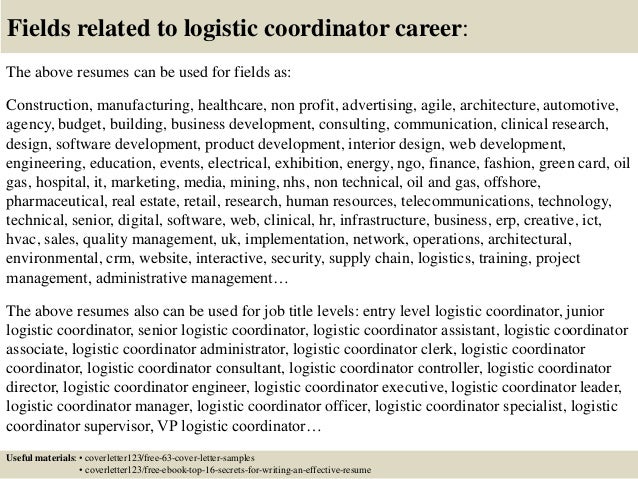 Logistics Coordinator Cover Letters