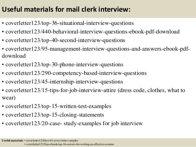 mail clerk cover letters