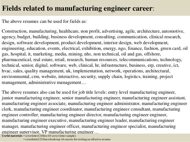 top 5 manufacturing engineer cover letter samples manufacturing engineer cover letter