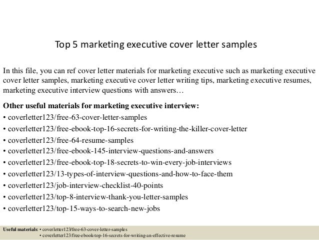 sample marketing executive cover letter
