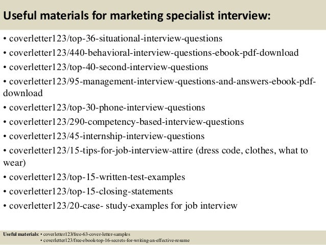 top 5 marketing specialist cover letter samples