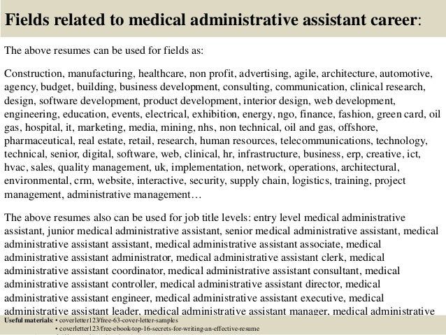 16 fields related to medical administrative assistant