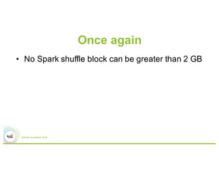 Defining shuffle and partition
Each yellow arrow
in this diagram
represents a
shuffle block.
Each blue block is
a partition.
 