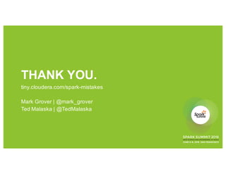 Future of shading
• Spark 2.0 has some libraries shaded
• Gauva is fully shaded
 