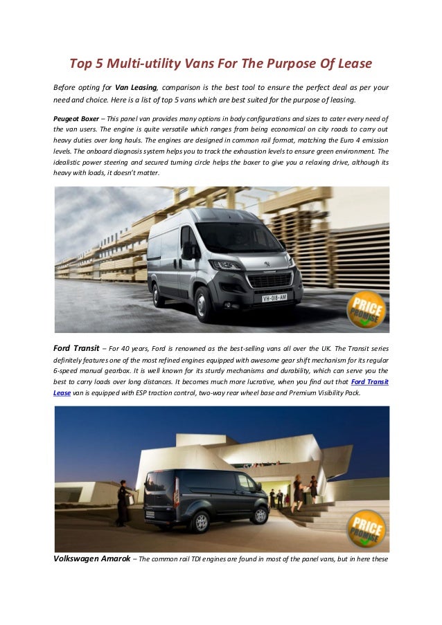 multi utility vans for the purpose of lease