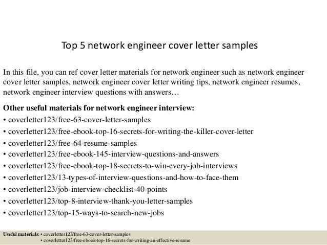 Sample network engineer cover letter