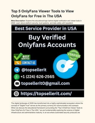 Top 5 OnlyFans Viewer Tools & Digital Verification in 2026 USA | PDF