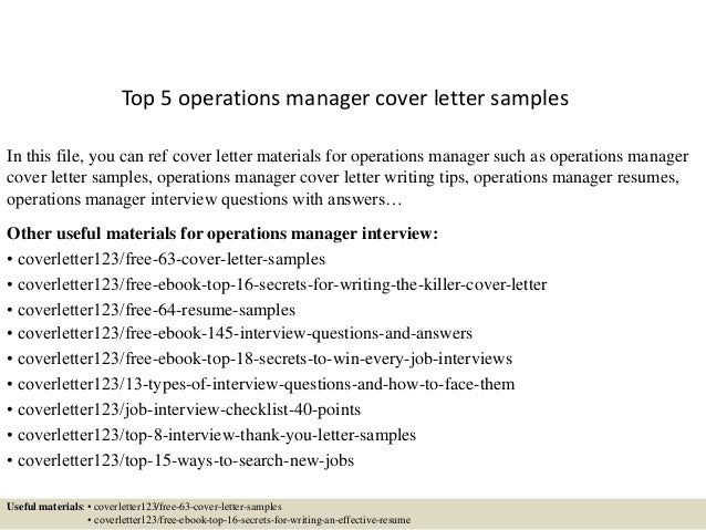 top 5 operations manager cover letter samples operations manager cover letters