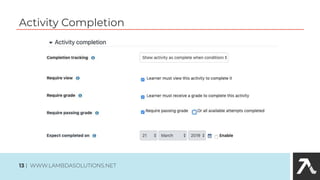 Activity Completion
13 | WWW.LAMBDASOLUTIONS.NET
 