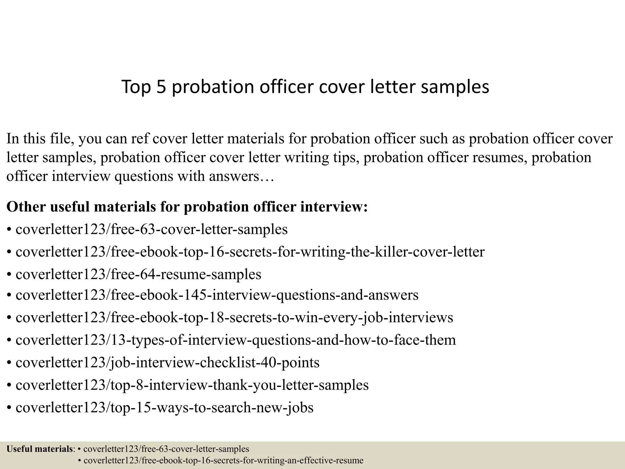Top 5 probation officer cover letter samples PPT