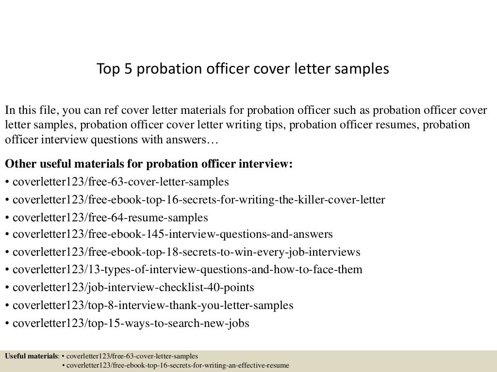 Top 5 probation officer cover letter samples