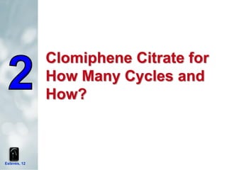 Esteves, 12
Clomiphene Citrate for
How Many Cycles and
How?
 