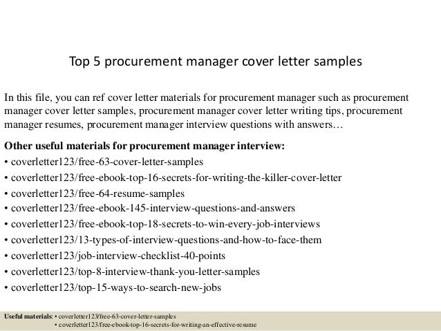 Cover letter examples for procurement managers