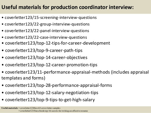 Top 5 production coordinator cover letter samples