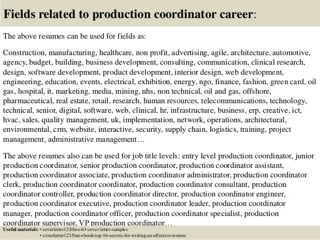 Production Coordinator Cover Letter Vorte