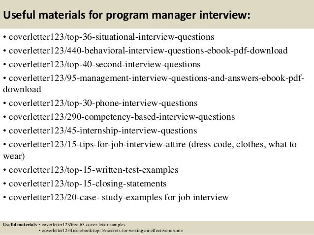 Sample cover letter for program manager position