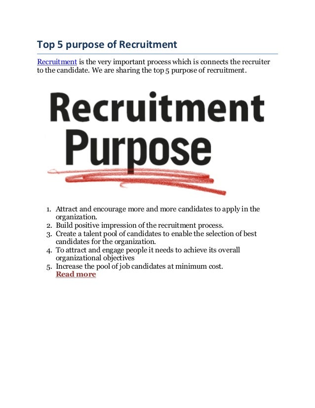 Top 5 purpose of recruitment