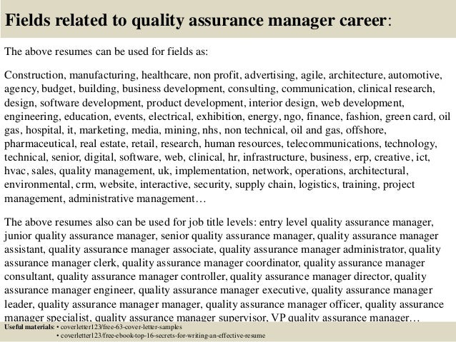 field assurance coordinator resume