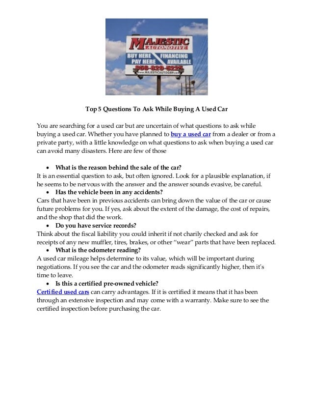 Top 5 Questions To Ask While Buying A Used Car