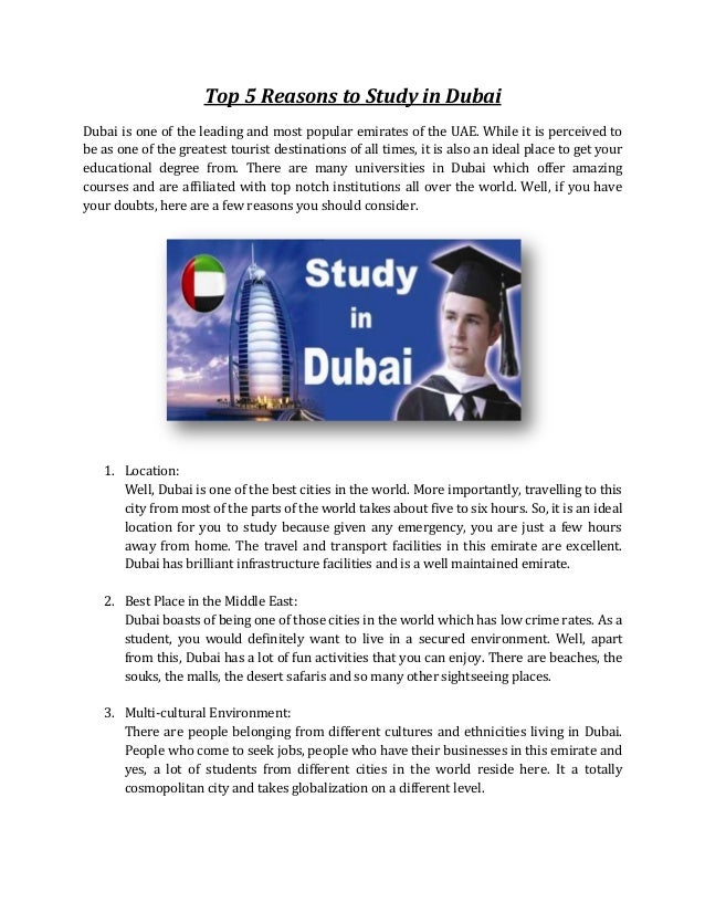 Top 5 reasons to study in dubai