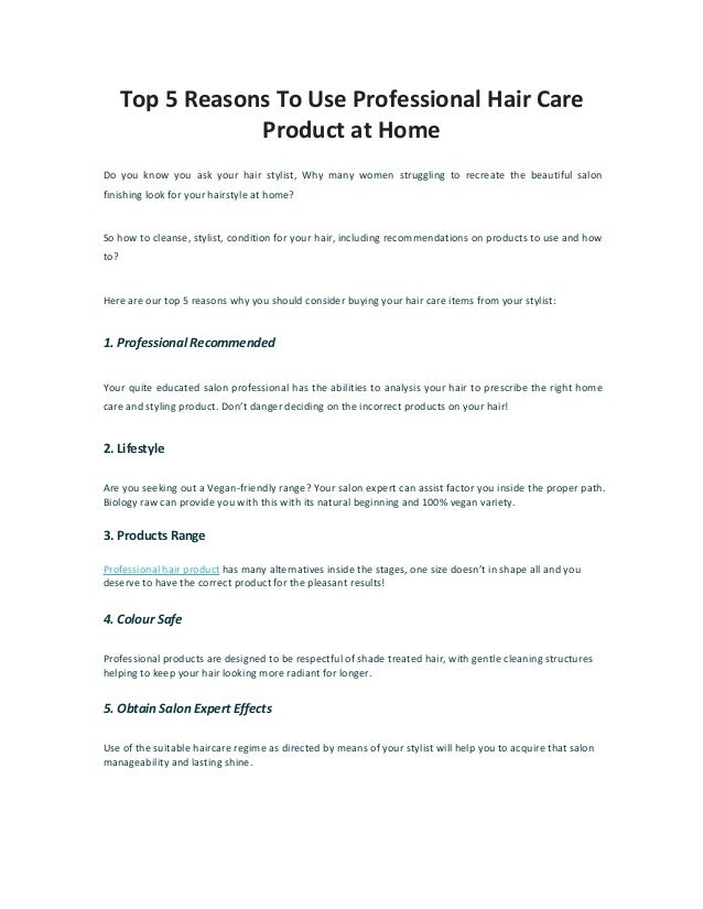 Top 5 Reasons To Use Professional Hair Care Product At Home