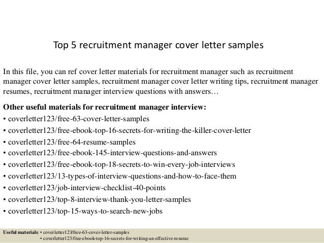 Cover letter for recruitment manager