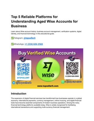 Best Site to Aged Wise Business Accounts and Financial Technology | PDF